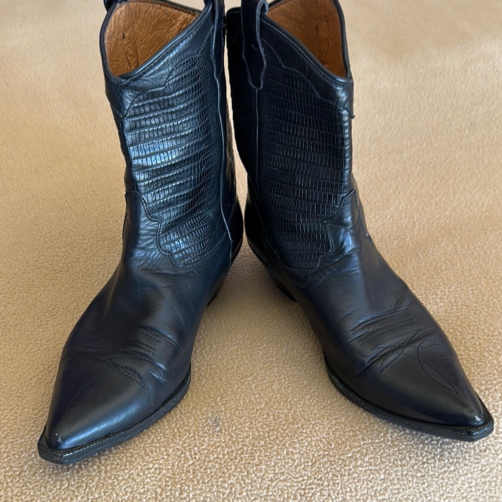 Roberto Botticelli Black Cowboy Boots with Pointed Toe